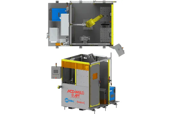 Mod-Weld MATE Series Dual Station Fixed Table Welding Cell with Fanuc Arc Mate 100iD