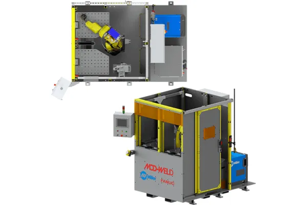 Mod-Weld MATE Series Dual Station Shuttle Welding Cell with Fanuc Arc Mate 100id