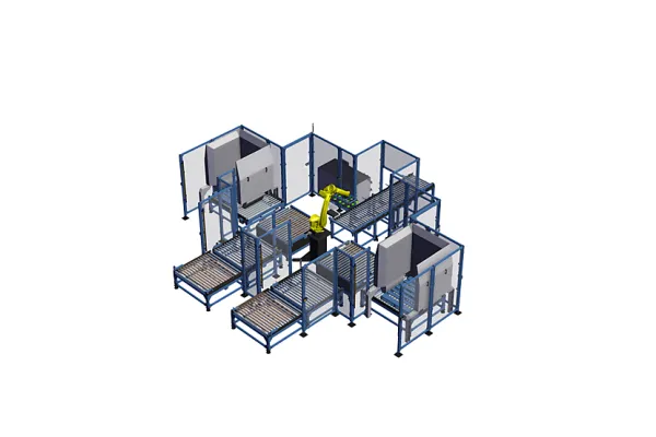 Industrial Palletizer with Dual Automated Outfeed and New Fanuc M-20iD/35 (PZ-IR-227790 v11.4)