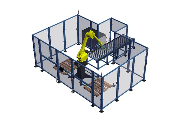 Industrial Palletizer with Dual Manual Outfeed and New Fanuc M-710iC/45M (PZ-IR-226437 v24)