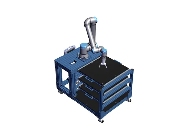 Mobile Machine Tending Workstation with 3 Large Drawers and Universal Robots UR10e (MF-RC-168970 v24)