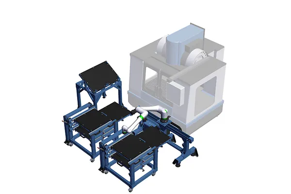7th Axis Machine Tending Cobot Cell with Fanuc CRX10iA/L and Drawers (MF-RC-275498 v11)
